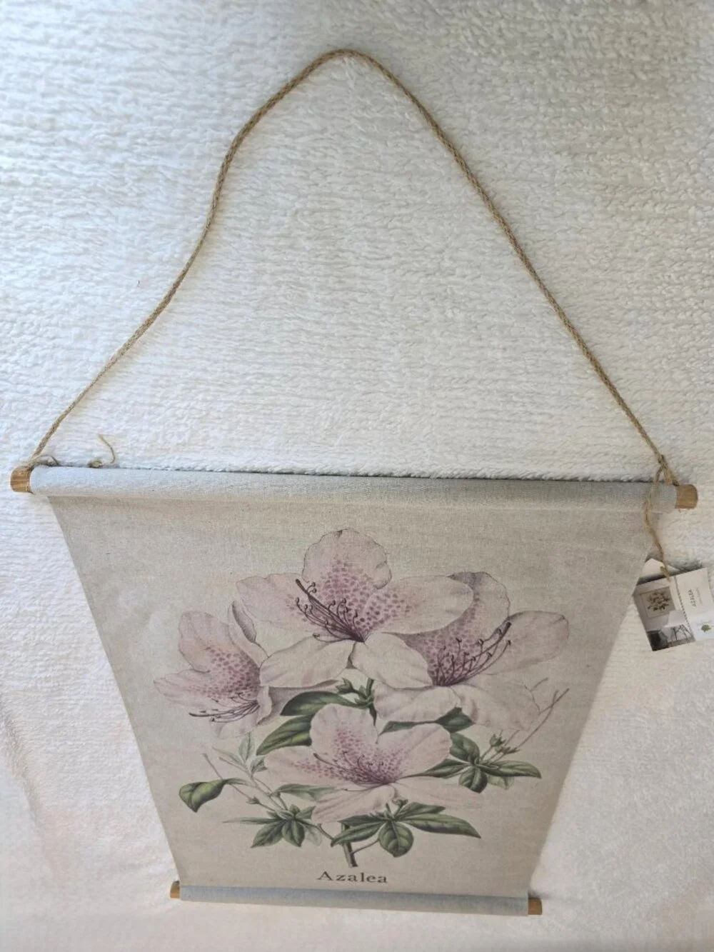 NWT Habitat Decor Azalea Linen Tapestry Wall Hanging Scroll Botanical Art